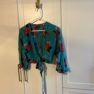 Express floral wrap crop top